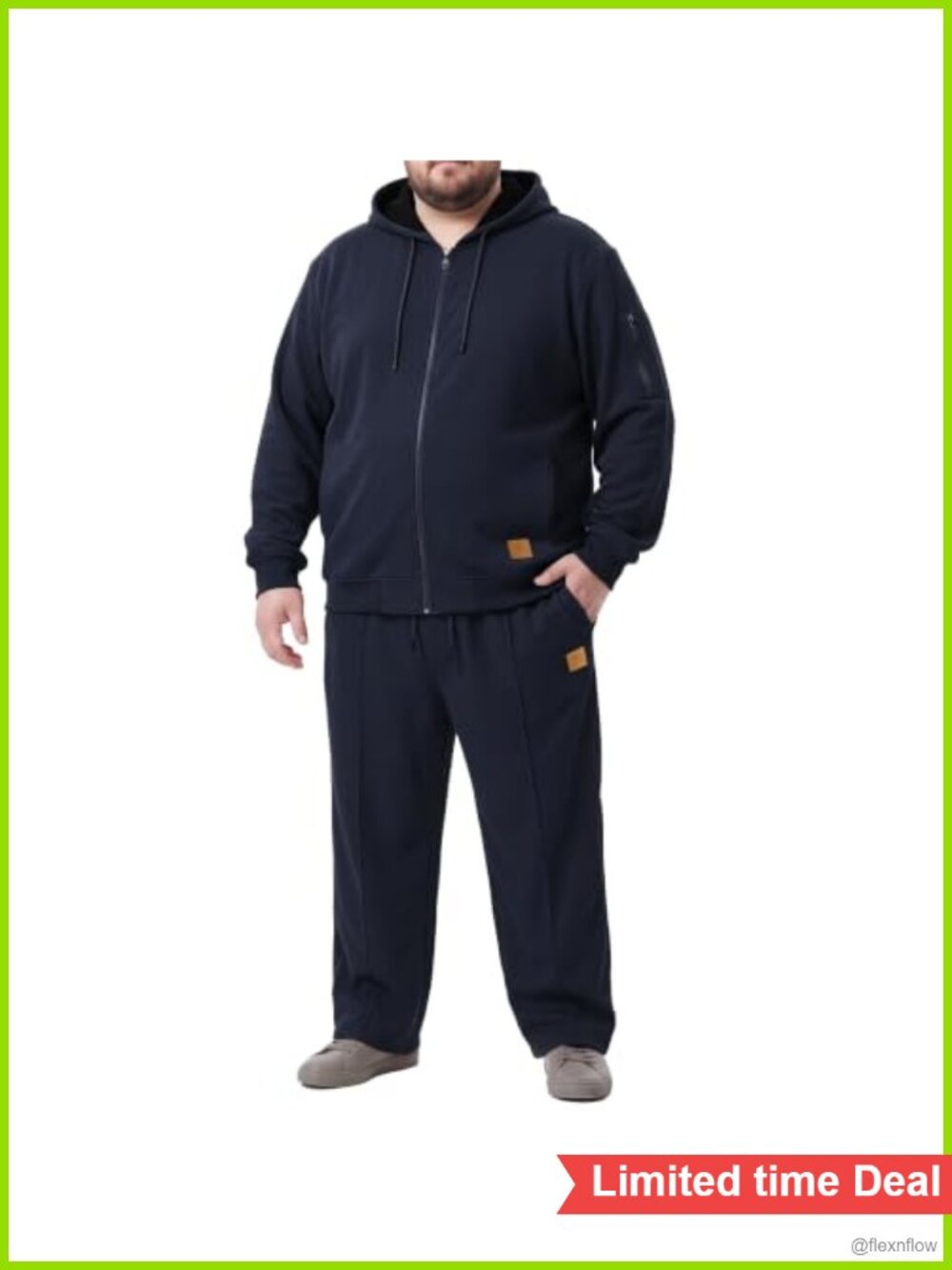 Mens Waffle Fleece Hoodie Tracksuit 2 Piece Set Big and Tall 2-7XL